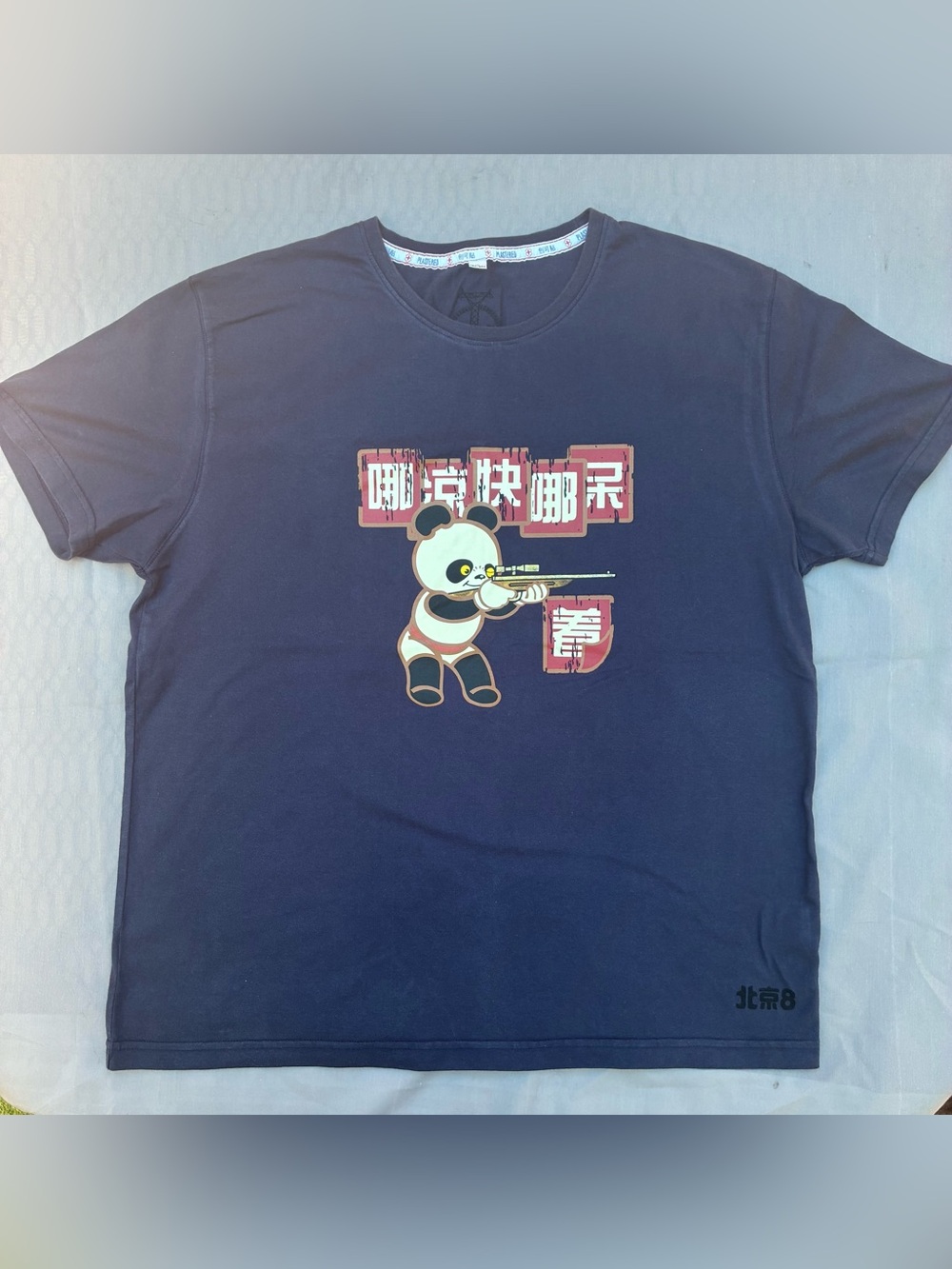 & Other Stories Navy Tee with Panda Shooter Graphic